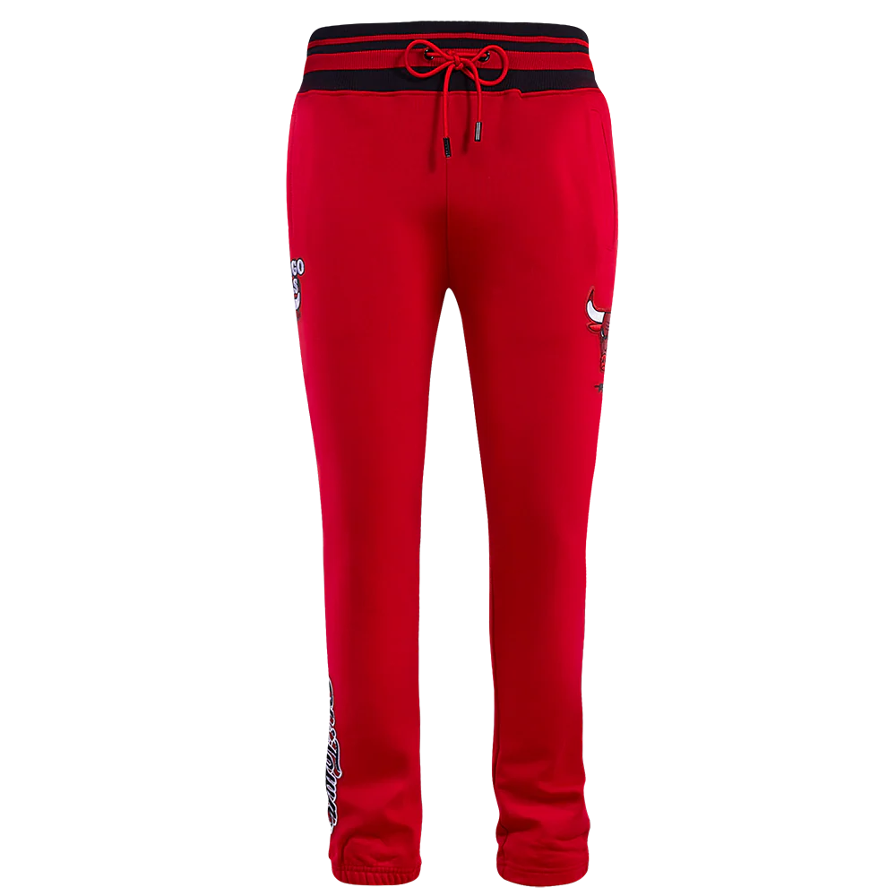 NBA CHICAGO BULLS SCRIPT TAIL MEN'S RIB FLEECE SWEATPANT (RED/BLACK) - Image 2