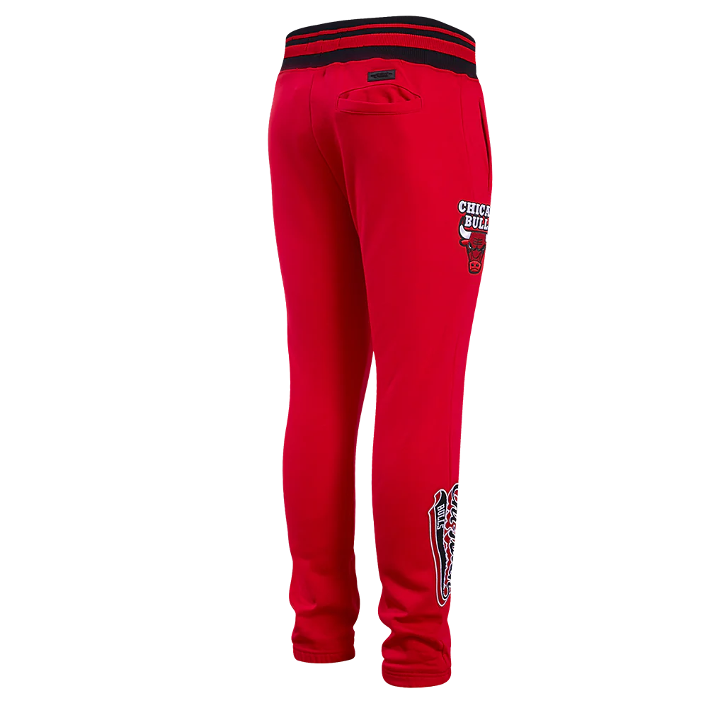 NBA CHICAGO BULLS SCRIPT TAIL MEN'S RIB FLEECE SWEATPANT (RED/BLACK) - Image 3