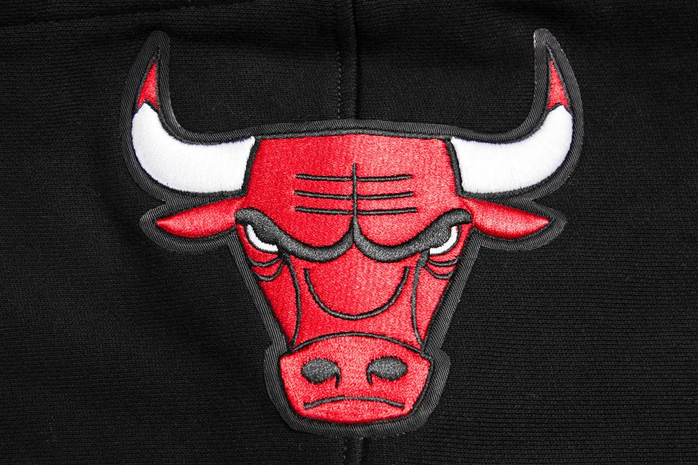 NBA CHICAGO BULLS SCRIPT TAIL MEN'S RIB FLEECE PULLOVER HOODIE (BLACK/RED/BLACK) - Image 5