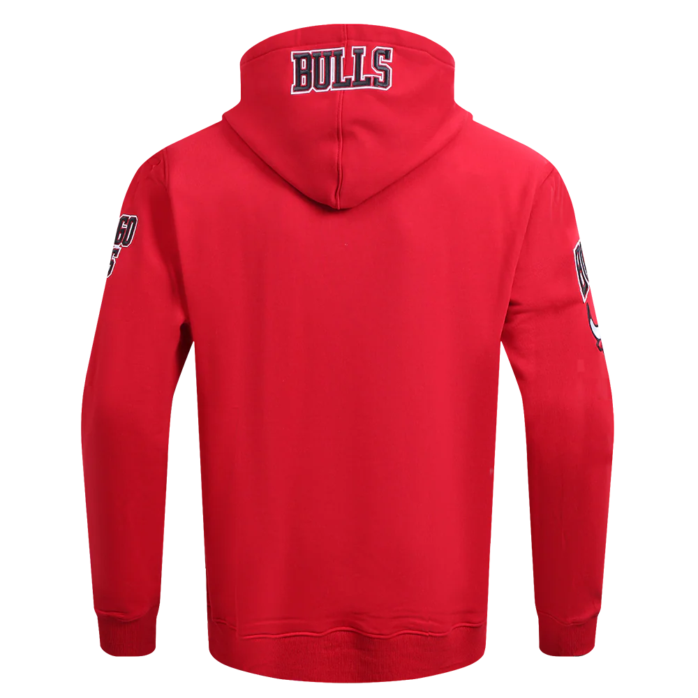 NBA CHICAGO BULLS OLD ENGLISH MEN'S PULLOVER HOODIE (RED) - Image 4