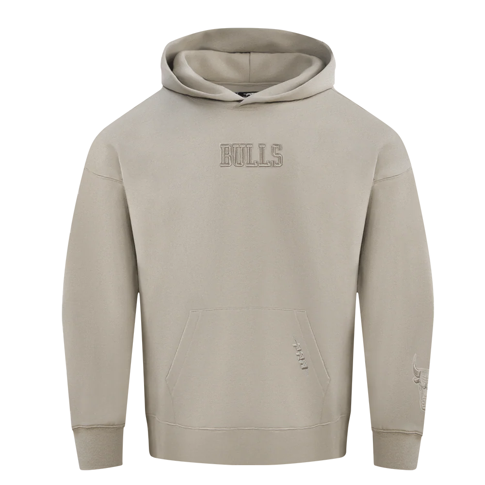 NBA CHICAGO BULLS WINGSPAN MEN'S DROP SHOULDER FLEECE PULLOVER HOODIE (TAUPE) - Image 3