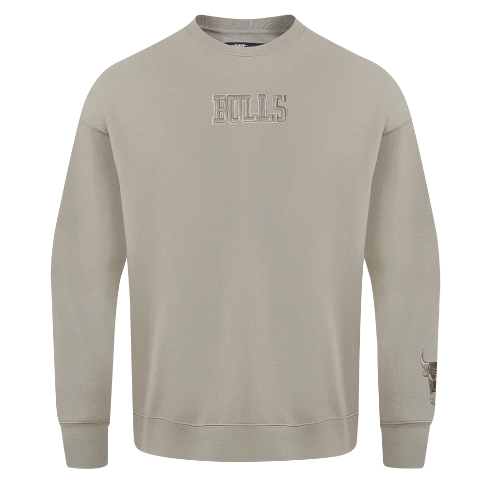 NBA CHICAGO BULLS WINGSPAN MEN'S DROP SHOULDER FLEECE CREWNECK (TAUPE) - Image 3