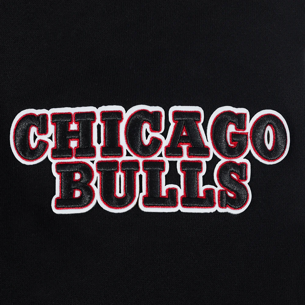 NBA CHICAGO BULLS TEAM PENNANTS MEN'S RIB FLEECE PULLOVER HOODIE (BLACK/RED/BLACK) - Image 8