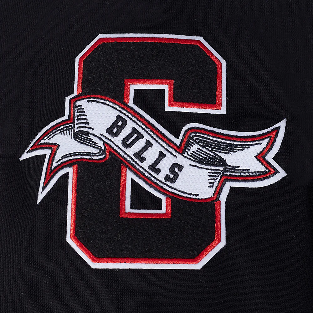 NBA CHICAGO BULLS TEAM PENNATS MEN'S RIB FLC CREWNECK (BLACK/RED/BLACK) - Image 7