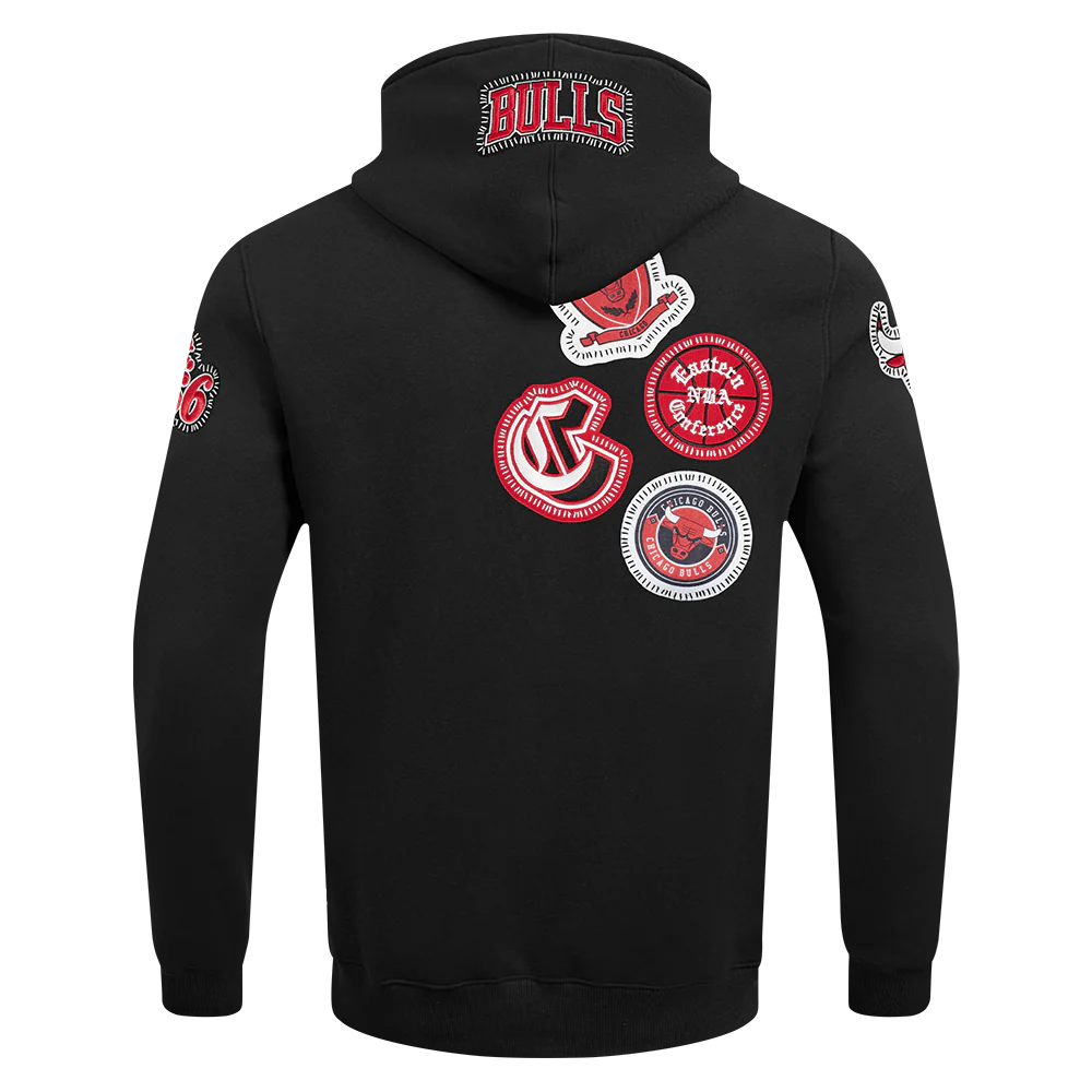 NBA CHICAGO BULLS DIY PICK STITCH MEN'S DOUBLE KNIT PULLOVER HOODIE (BLACK) - Image 3