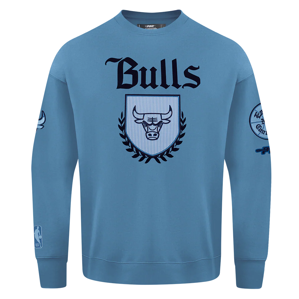 NBA CHICAGO BULLS COUNTRY CLUB MEN'S DROP SHOULDER FLEECE CREWNECK (STEEL BLUE)