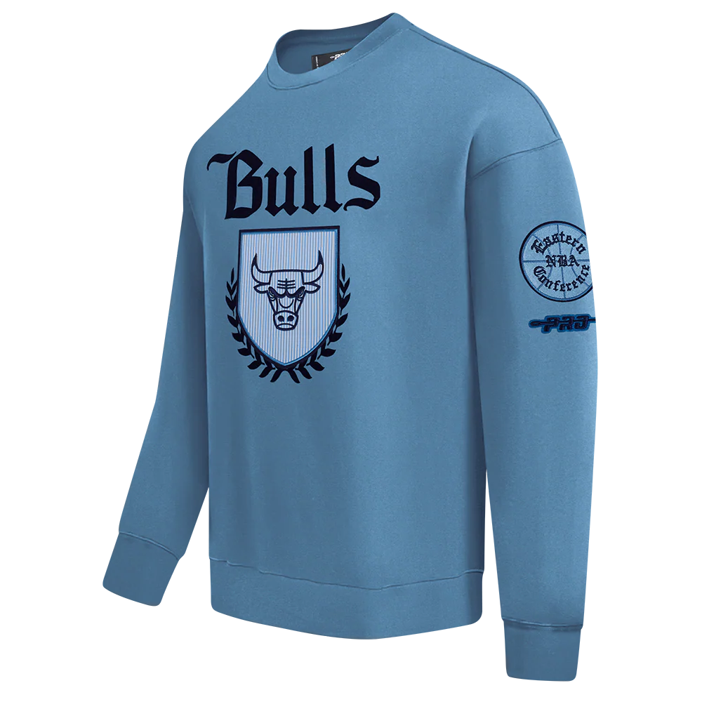 NBA CHICAGO BULLS COUNTRY CLUB MEN'S DROP SHOULDER FLEECE CREWNECK (STEEL BLUE) - Image 2