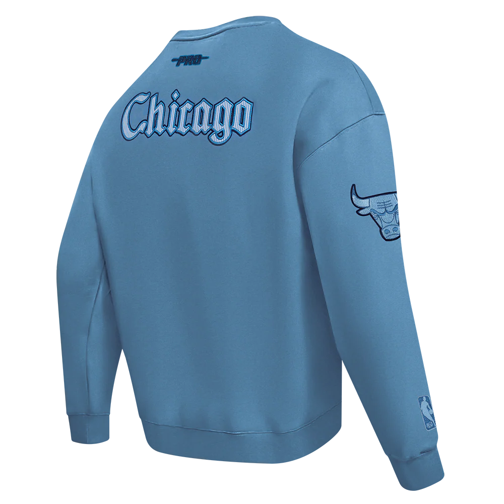 NBA CHICAGO BULLS COUNTRY CLUB MEN'S DROP SHOULDER FLEECE CREWNECK (STEEL BLUE) - Image 3