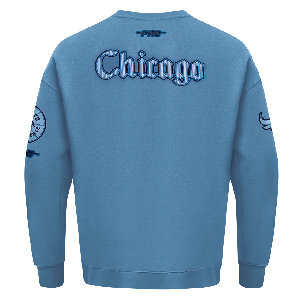 NBA CHICAGO BULLS COUNTRY CLUB MEN'S DROP SHOULDER FLEECE CREWNECK (STEEL BLUE) - Image 4