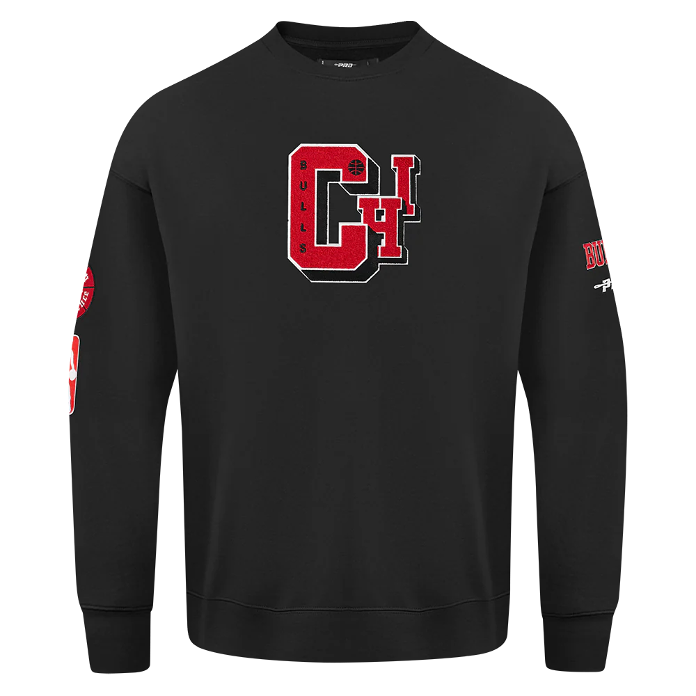 NBA CHICAGO BULLS BEST OF MEN'S DROP SHOULDER FLC CREWNECK (BLACK) - Image 3