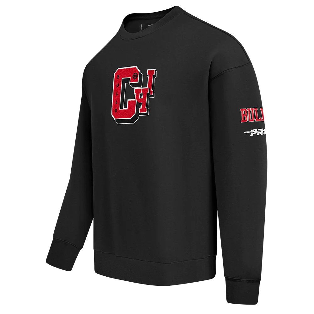 NBA CHICAGO BULLS BEST OF MEN'S DROP SHOULDER FLC CREWNECK (BLACK) - Image 4