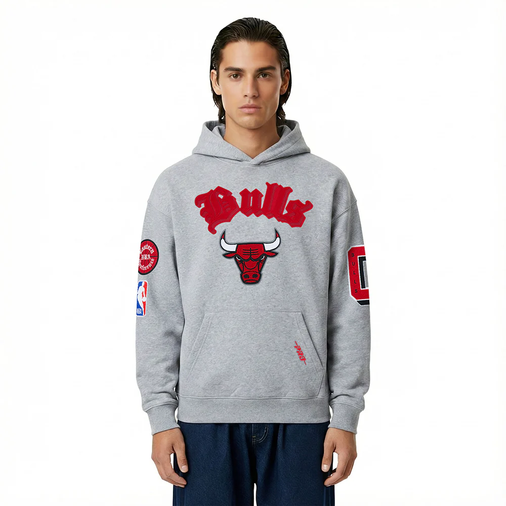 NBA CHICAGO BULLS BEST OF MEN'S DROP SHOULDER FLC PO HOODIE (DARK HEATHER GRAY) - Image 2