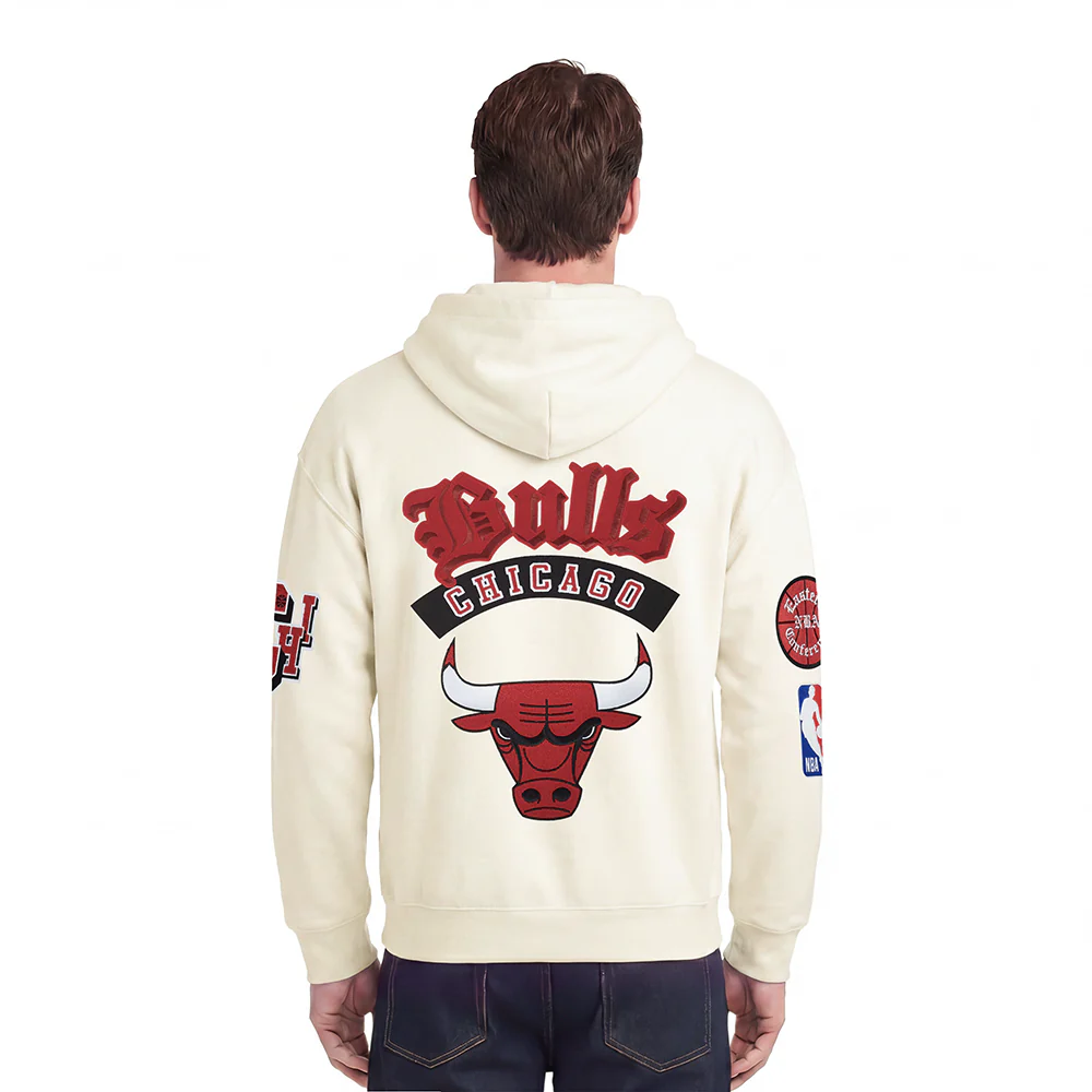 NBA CHICAGO BULLS BEST OF MEN'S DROP SHOULDER FLC PO HOODIE (EGGSHELL) - Image 2