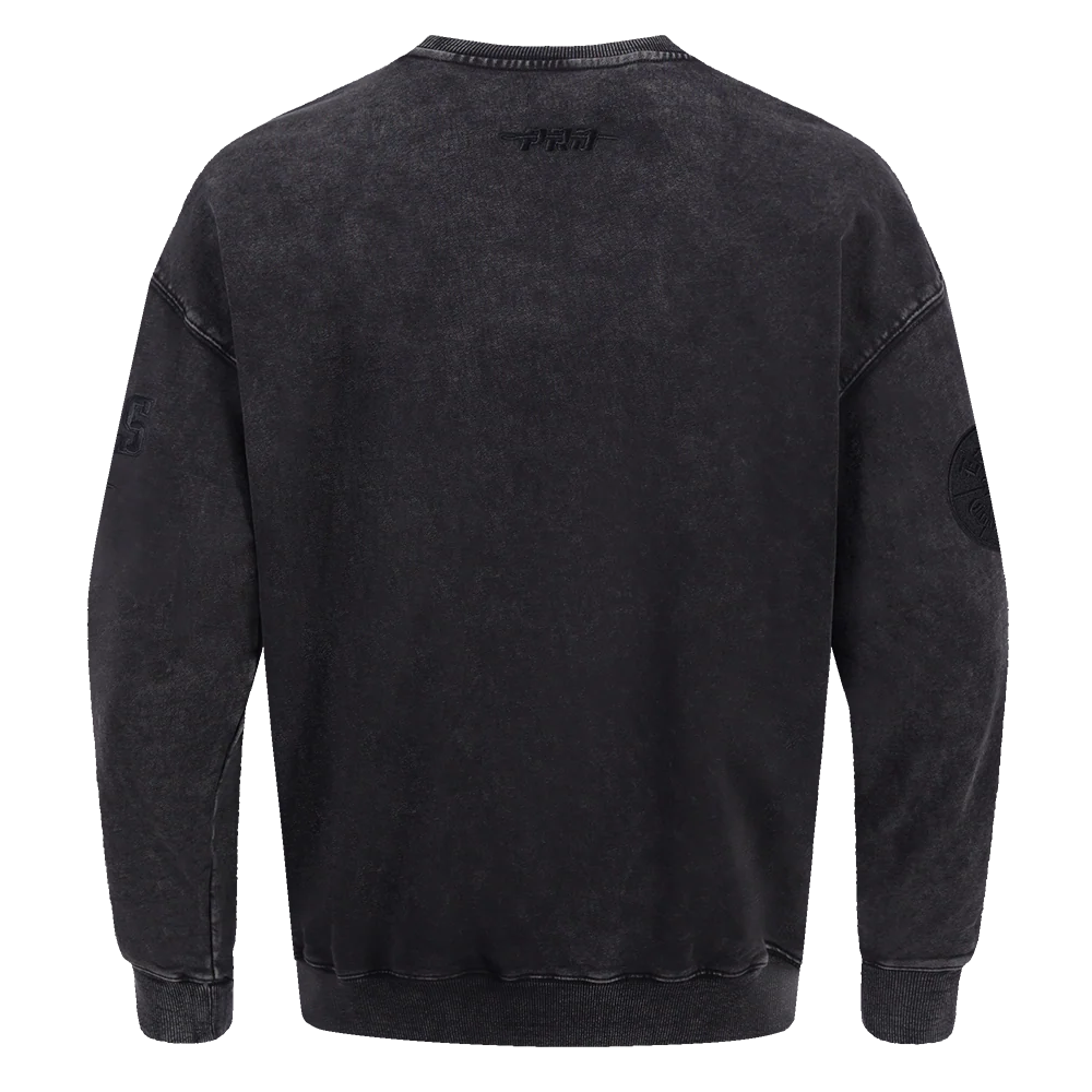 NBA CHICAGO BULLS WASHED CLASSIC MEN'S ENZYME WASH DROP SHOULDER FT (WASHED BLACK) - Image 3