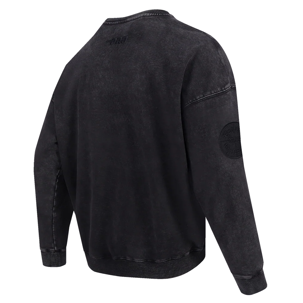 NBA CHICAGO BULLS WASHED CLASSIC MEN'S ENZYME WASH DROP SHOULDER FT (WASHED BLACK) - Image 4
