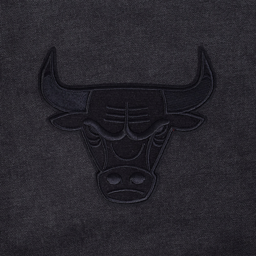 NBA CHICAGO BULLS WASHED CLASSIC MEN'S ENZYME WASH DROP SHOULDER FT (WASHED BLACK) - Image 7