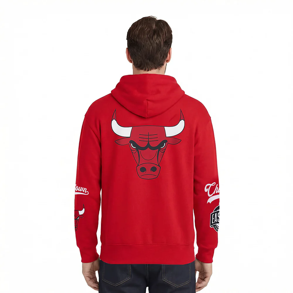 NBA CHICAGO BULLS LIVING LARGE MEN'S DROP SHOULDER FLC PO HOODIE (RED) - Image 2