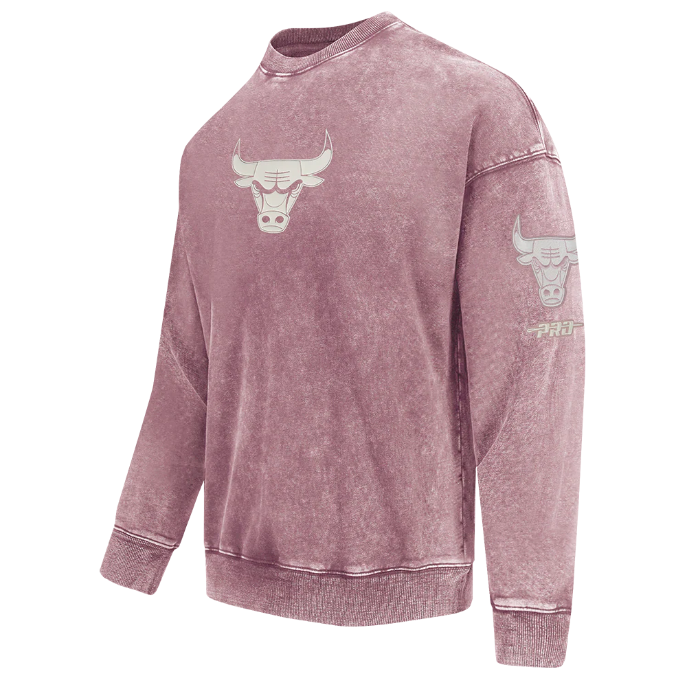 NBA CHICAGO BULLS STREET TEAM MEN'S ENZYME WASH DS FT CREWNECK (WASHED MAUVE) - Image 3