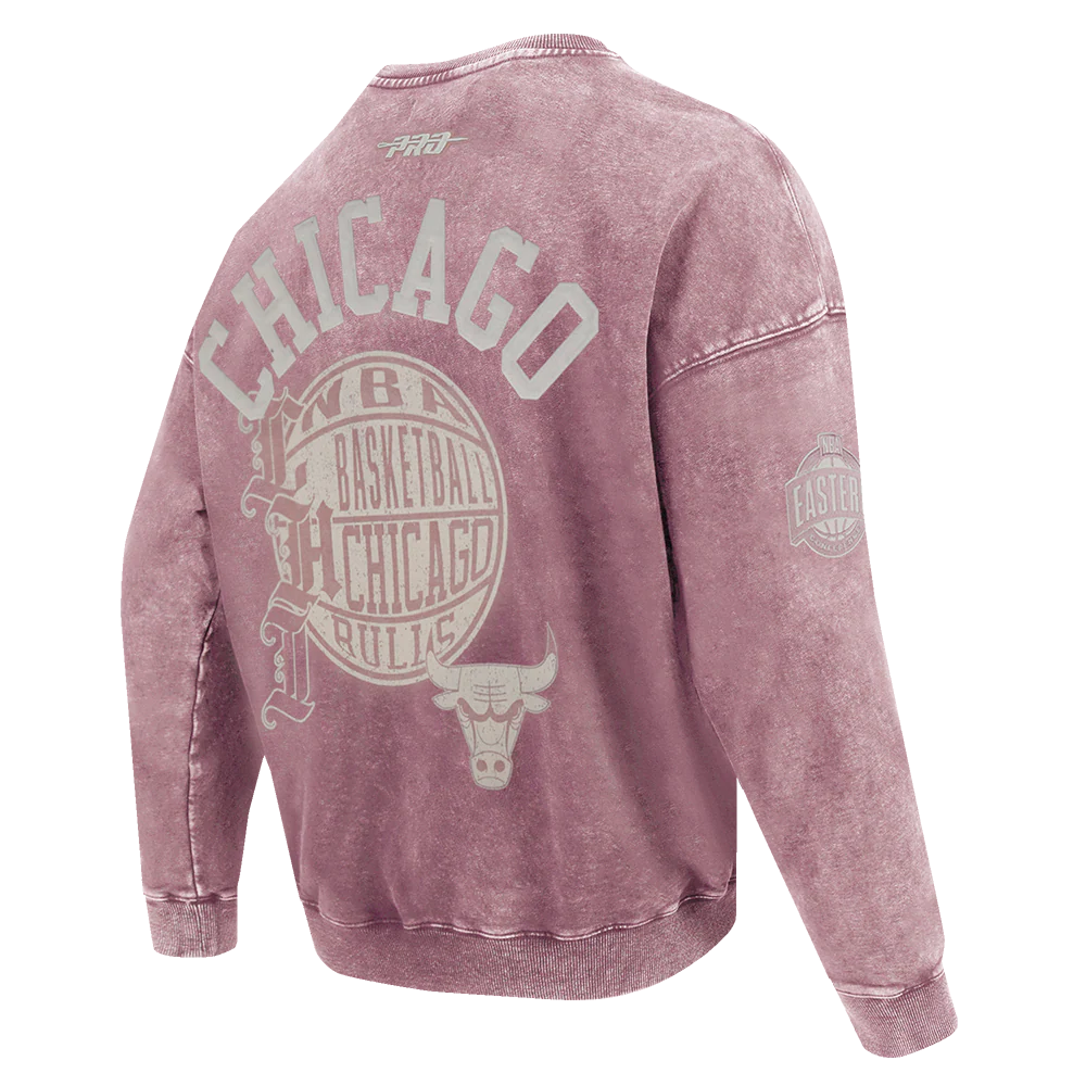 NBA CHICAGO BULLS STREET TEAM MEN'S ENZYME WASH DS FT CREWNECK (WASHED MAUVE) - Image 4