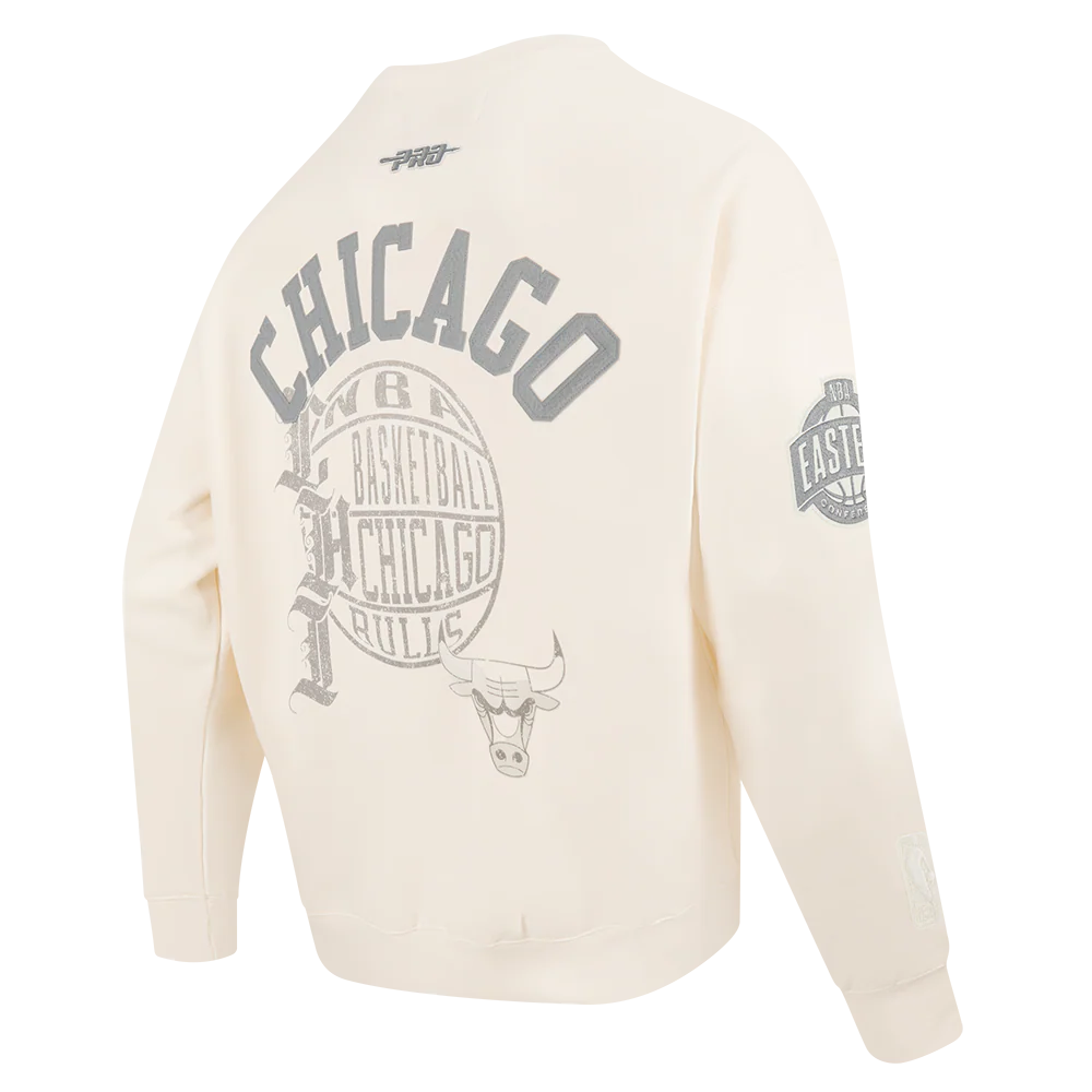 NBA CHICAGO BULLS STREET TEAM MEN'S DROP SHOULDER FLC CREWNECK (EGGSHELL) - Image 4