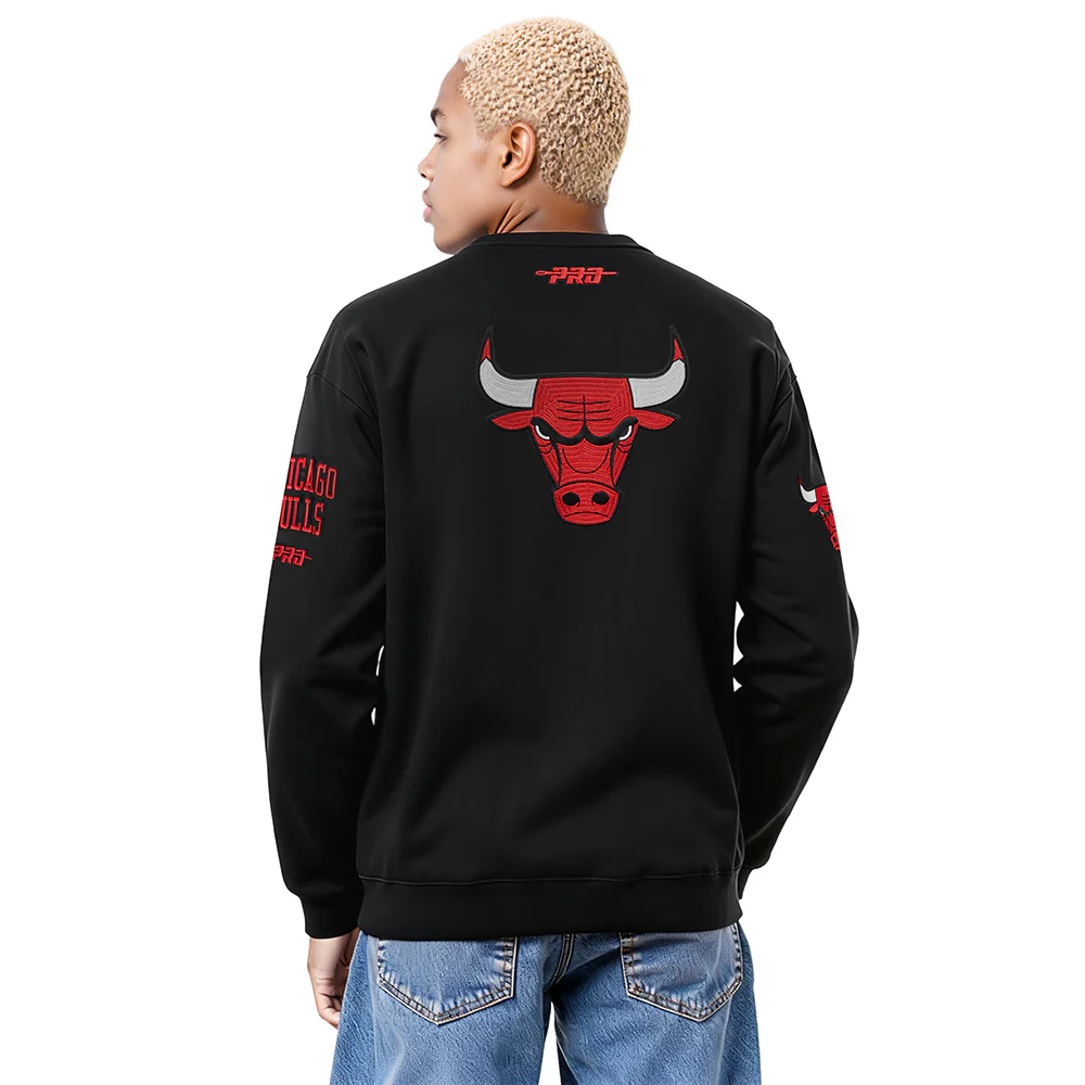 NBA CHICAGO BULLS CITY ARCH MEN'S FLC CREWNECK (BLACK) - Image 2
