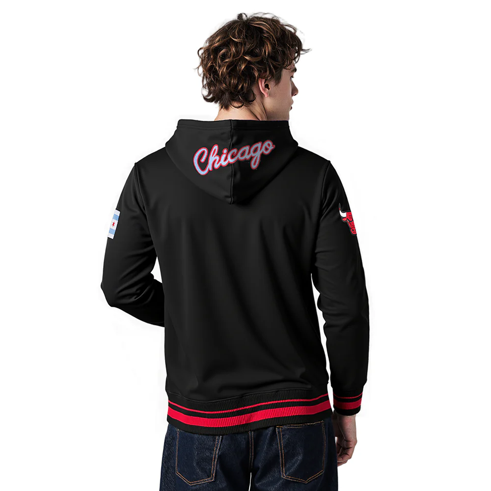 NBA CHICAGO BULLS CITY EDITION 25-26 MEN'S RIB FLC PO HOODIE (BLACK/RED/BLACK) - Image 2