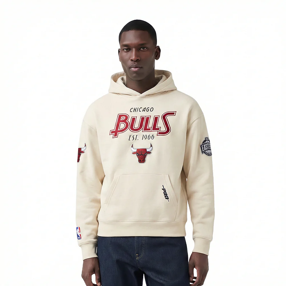 NBA CHICAGO BULLS PARADISE MEN'S PULL OVER HOODIE (EGGSHELL)