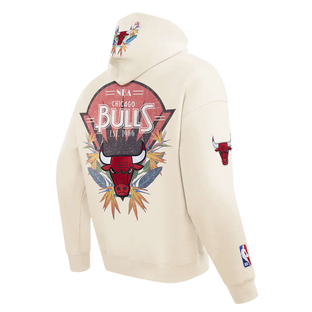 NBA CHICAGO BULLS PARADISE MEN'S PULL OVER HOODIE (EGGSHELL) - Image 6