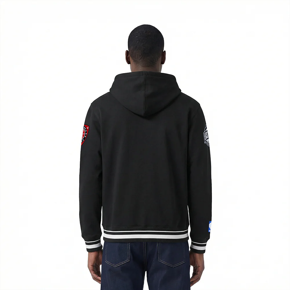 NBA CHICAGO BULLS LETTERMAN MEN'S PULL OVER HOODIE (BLACK) - Image 2