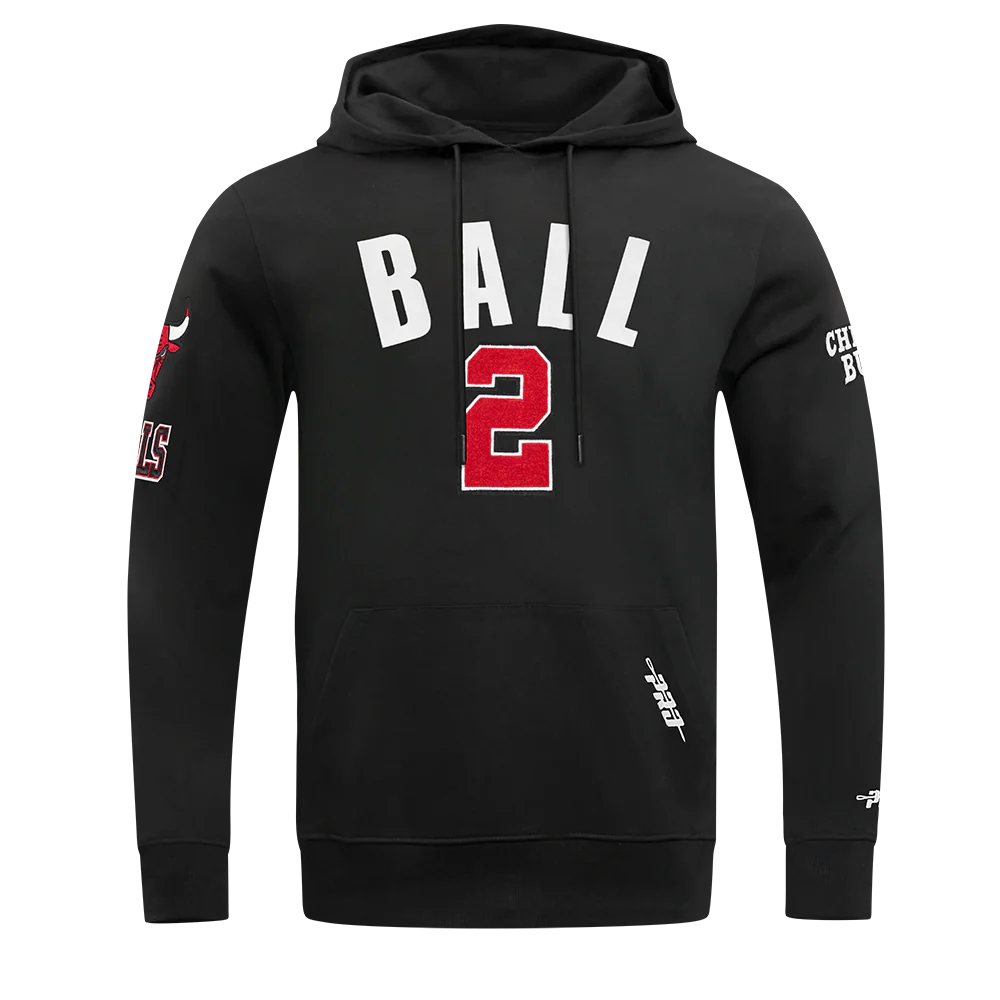 NBA CHICAGO BULLS LONZO BALL #2 CLASSIC PNN MEN'S DK PO HOODIE (BLACK)