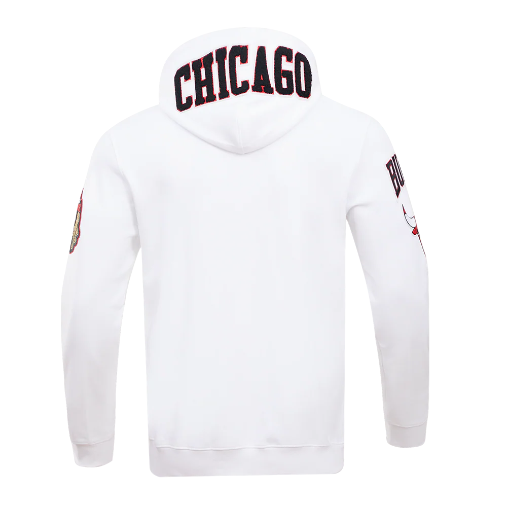 NBA CHICAGO BULLS CLASSIC CHENILLE MEN'S FULL ZIP PULLOVER HOODIE (WHITE) - Image 5
