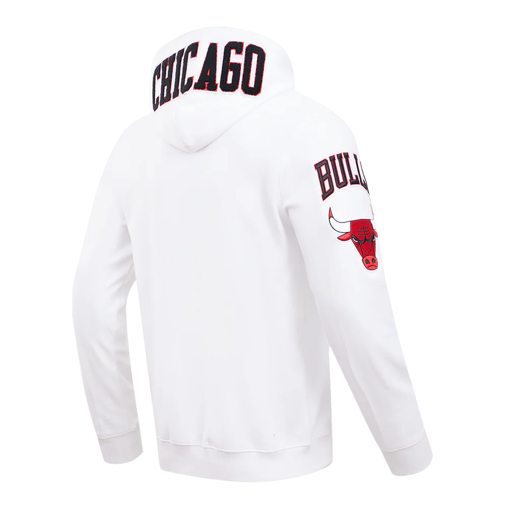 NBA CHICAGO BULLS CLASSIC CHENILLE MEN'S FULL ZIP PULLOVER HOODIE (WHITE) - Image 6