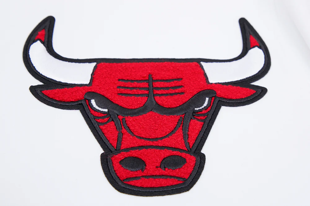 NBA CHICAGO BULLS CLASSIC CHENILLE MEN'S FULL ZIP PULLOVER HOODIE (WHITE) - Image 7