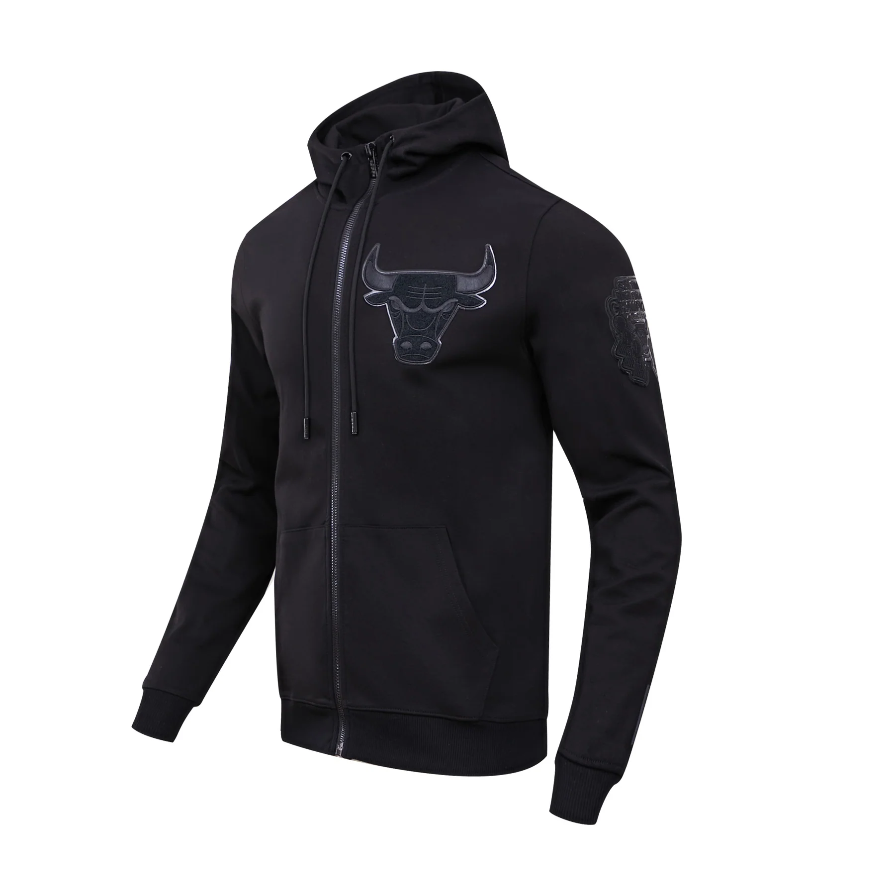 NBA CHICAGO BULLS TRIPLE BLACK ZIPPER HOODIE  (BLACK) - Image 2