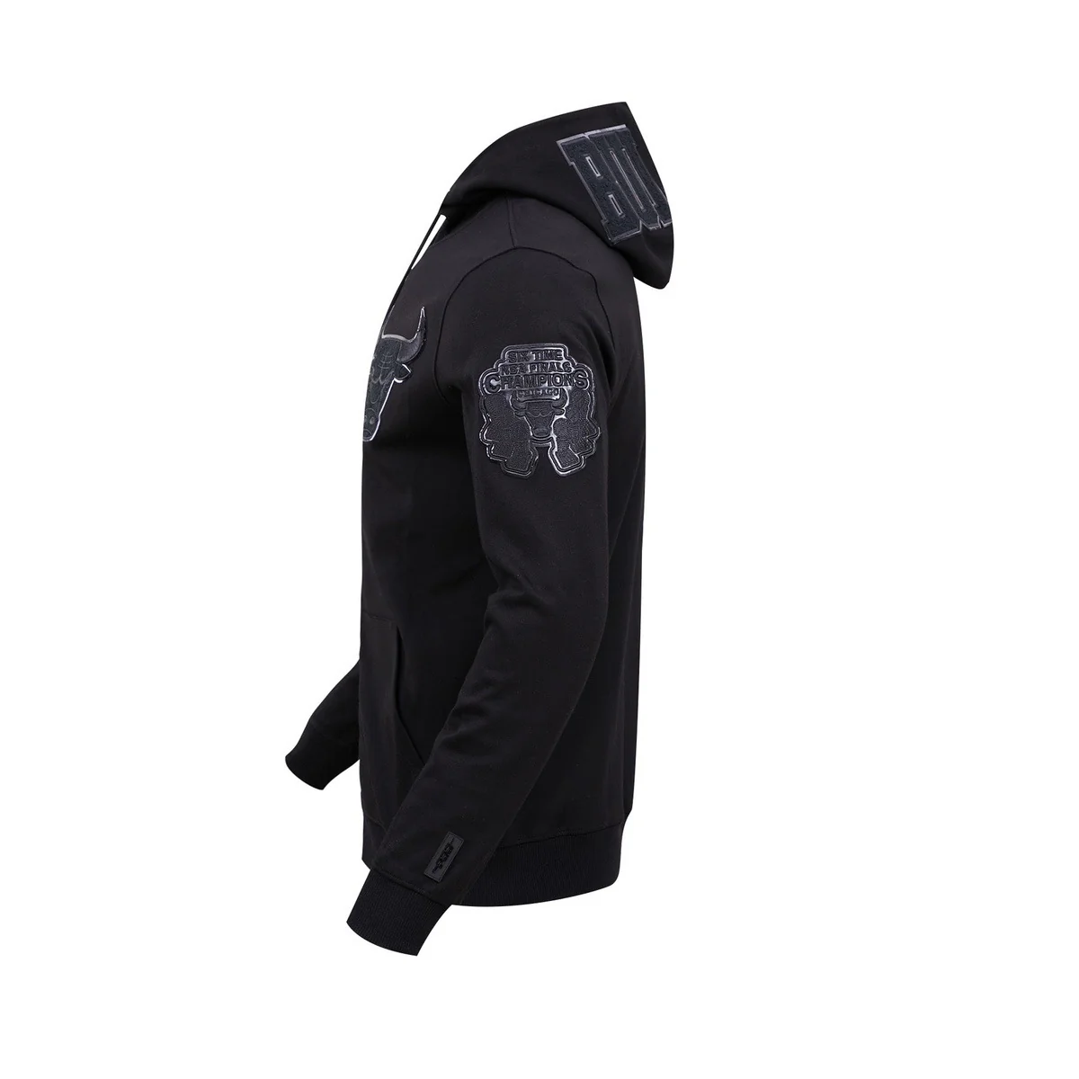 NBA CHICAGO BULLS TRIPLE BLACK ZIPPER HOODIE  (BLACK) - Image 3