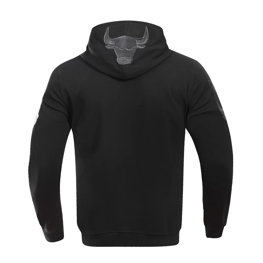 NBA CHICAGO BULLS TRIPLE BLACK LOGO HOODIE (BLACK) - Image 5