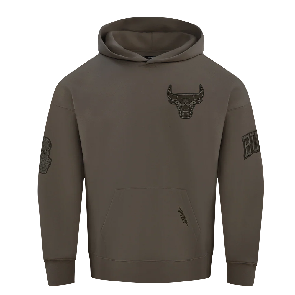NBA CHICAGO BULLS NEUTRAL DROP SHOULDER FLEECE PULLOVER HOODIE (DARK TAUPE) - Image 3