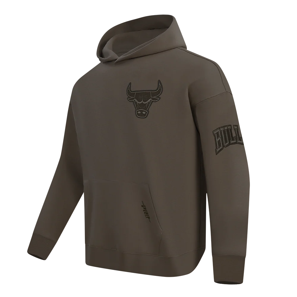 NBA CHICAGO BULLS NEUTRAL DROP SHOULDER FLEECE PULLOVER HOODIE (DARK TAUPE) - Image 4