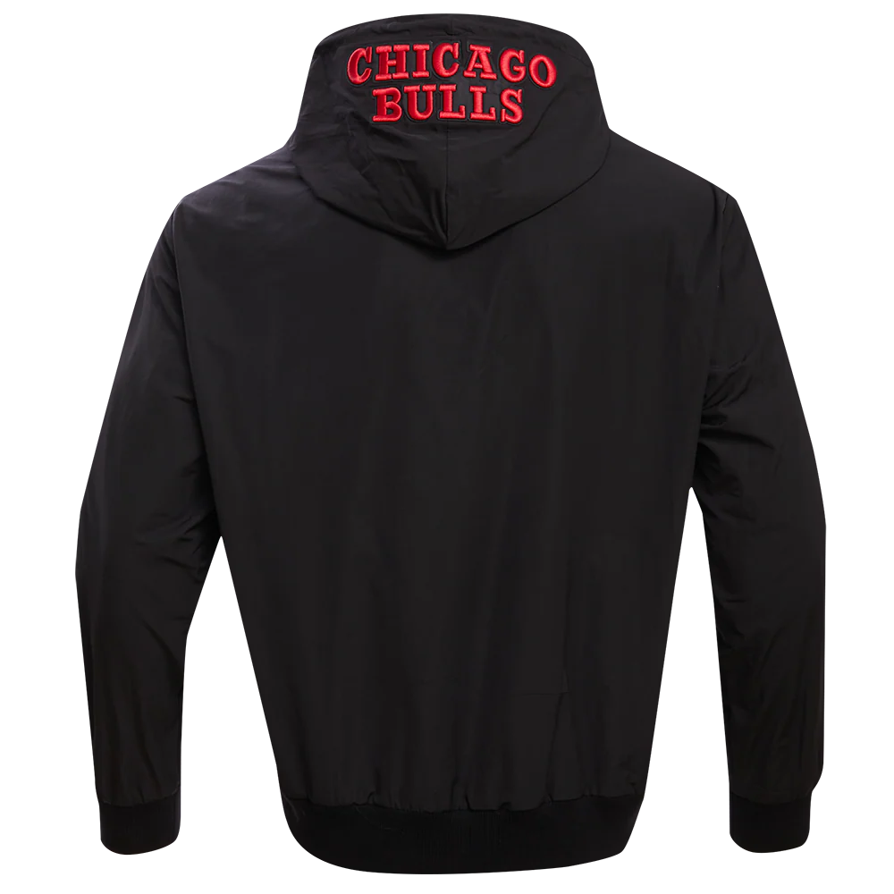 NBA CHICAGO BULLS HYBRID WOVEN MEN'S FULL ZIP PULLOVER HOODIE (BLACK) - Image 4