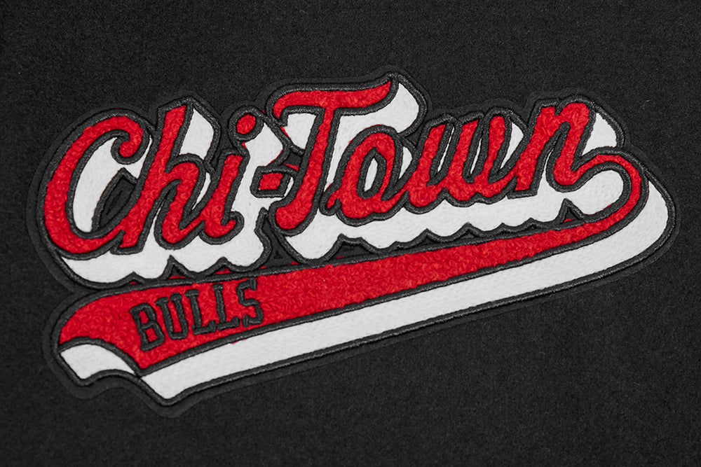 NBA CHICAGO BULLS SCRIPT TAIL MEN'S RIB WOOL VARSITY (BLACK/RED/BLACK) - Image 6