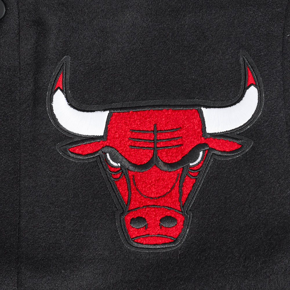 NBA CHICAGO BULLS AREA CODE MEN'S RIB WOOL VARSITY JACKET (BLACK/RED/BLACK) - Image 7