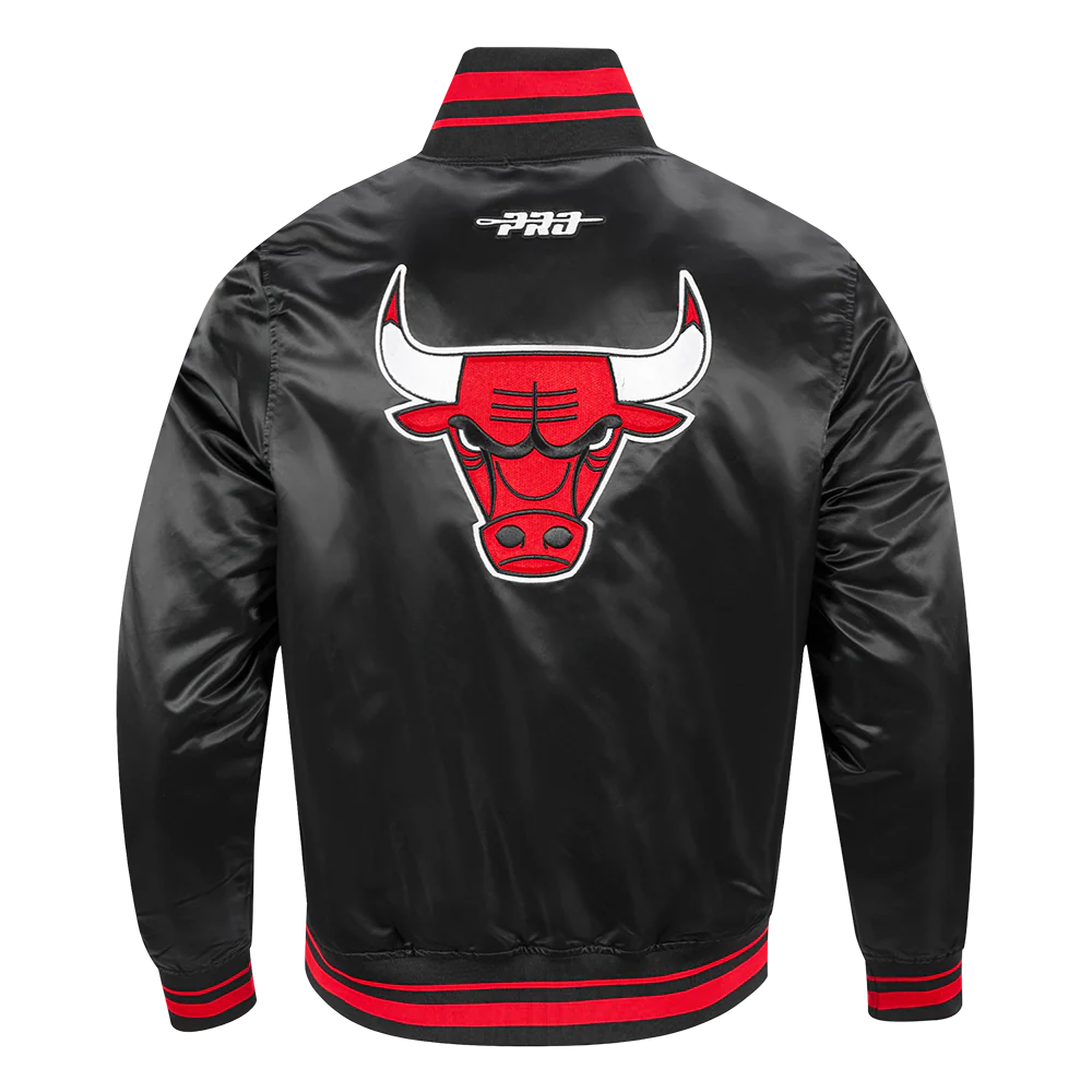 NBA CHICAGO BULLS CITY RANSOM MEN'S RIB SATIN JACKET (BLACK/RED/BLACK) - Image 3