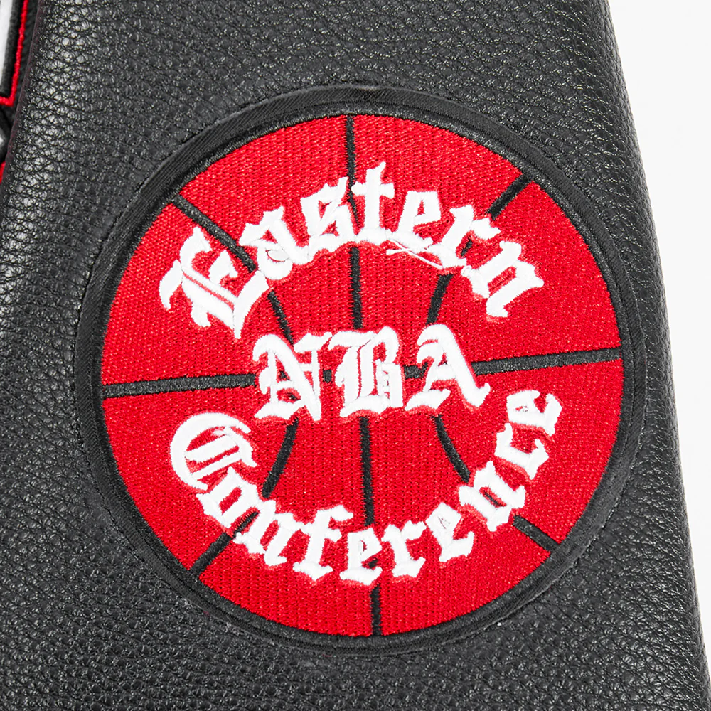 NBA CHICAGO BULLS CITY RANSOM MEN'S RIB WOOL VARSITY JACKET (BLACK/RED/BLACK) - Image 6