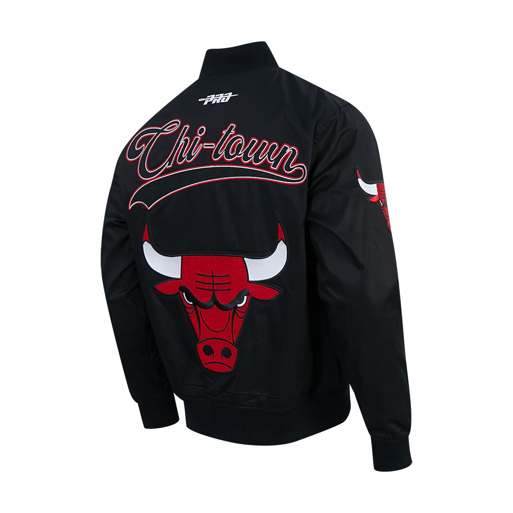 NBA CHICAGO BULLS LIVING LARGE MEN'S TWILL JACKET (BLACK) - Image 4