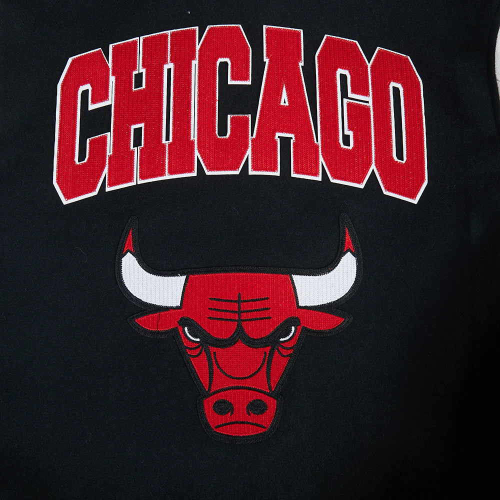 NBA CHICAGO BULLS CITY ARCH MEN'S WOOL VARSITY JACKET (BLACK/WHITE) - Image 6
