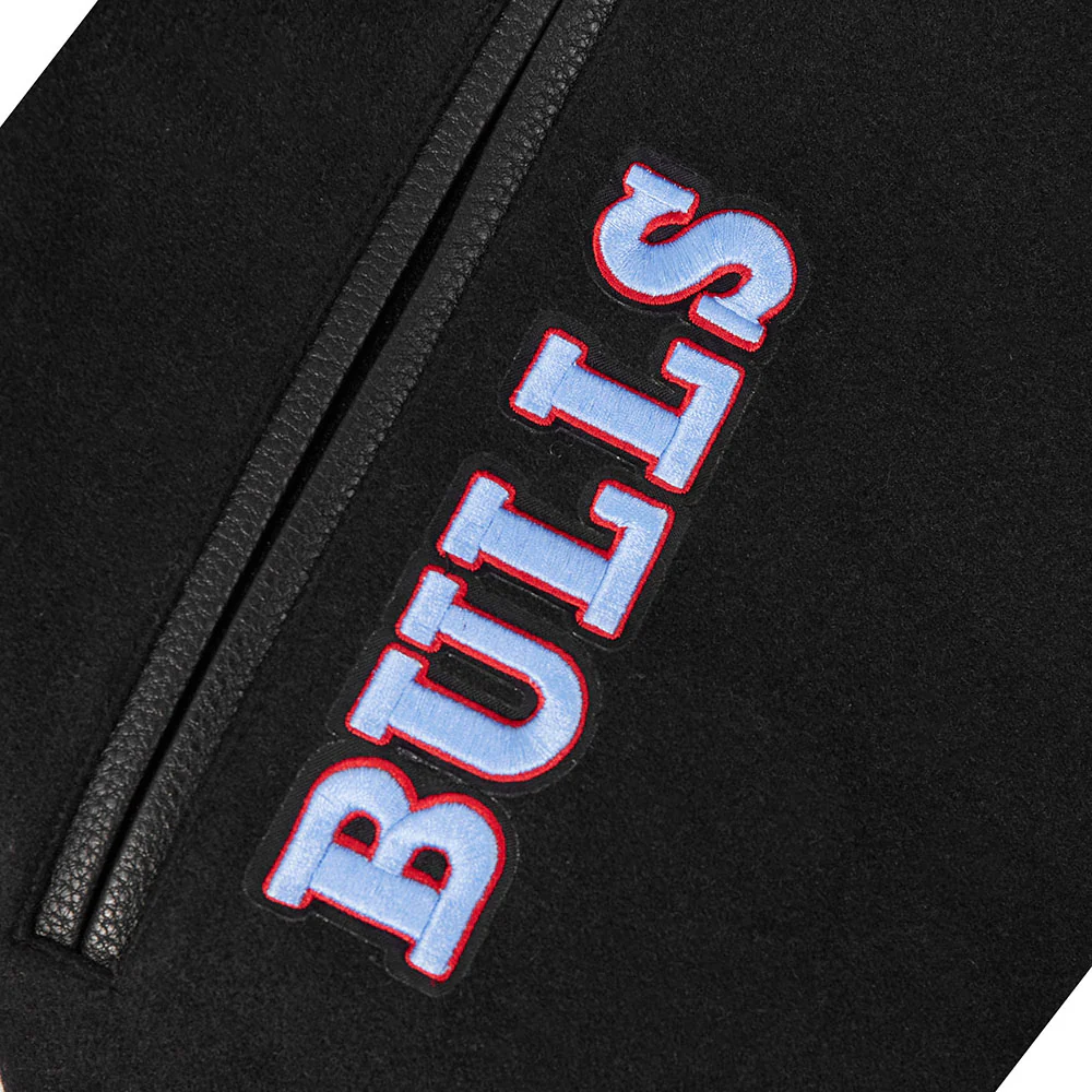 NBA CHICAGO BULLS CITY EDITION 25-26 MEN'S RIB WOOL VARSITY JACKET (BLACK/RED/BLACK) - Image 6