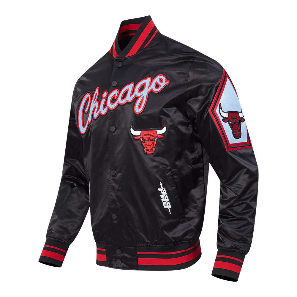 NBA CHICAGO BULLS CITY EDITION 25-26 MEN'S PRO SATIN YD RIB JACKET (BLACK/RED/BLACK) - Image 5