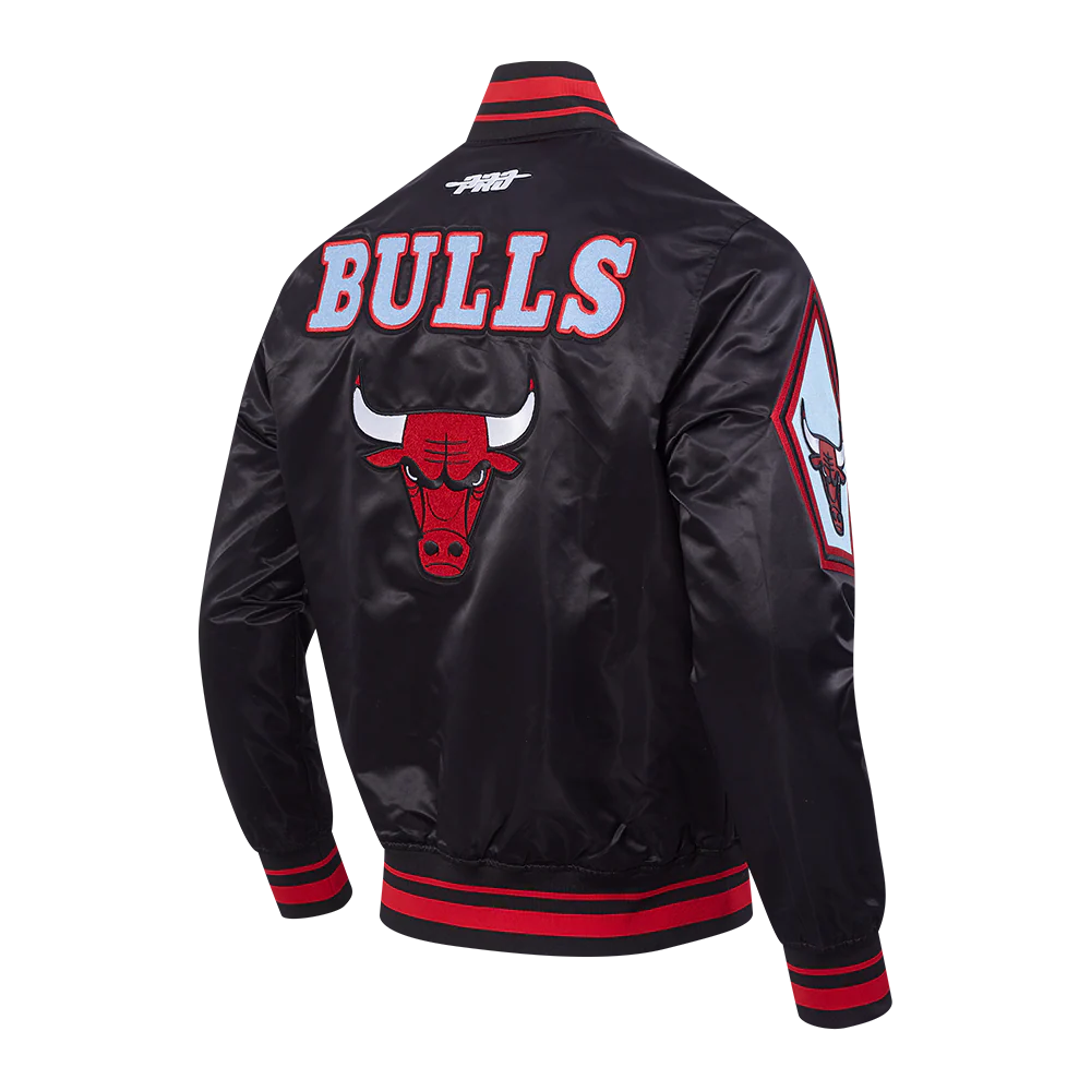 NBA CHICAGO BULLS CITY EDITION 25-26 MEN'S PRO SATIN YD RIB JACKET (BLACK/RED/BLACK) - Image 6