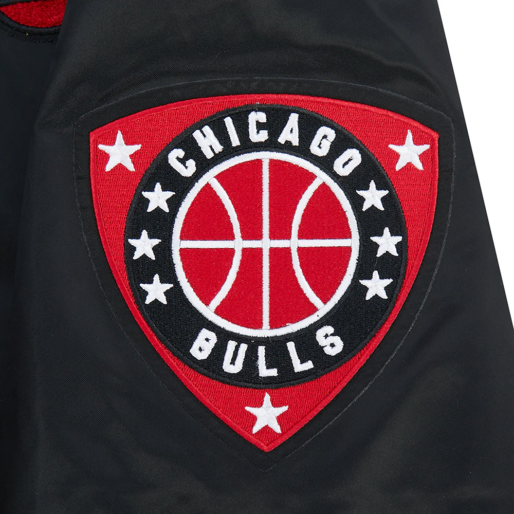 NBA CHICAGO BULLS LETTERMAN MEN'S SATIN JACKET (BLACK) - Image 10