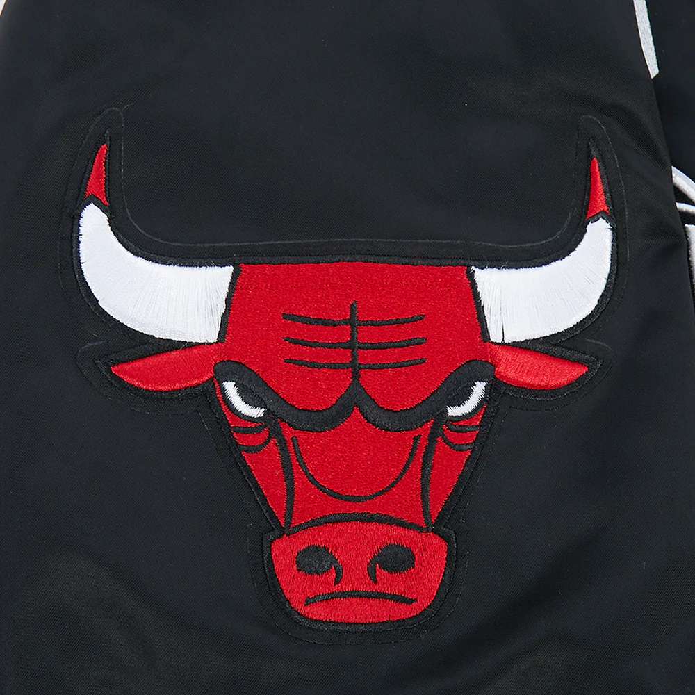 NBA CHICAGO BULLS LETTERMAN MEN'S SATIN JACKET (BLACK) - Image 12